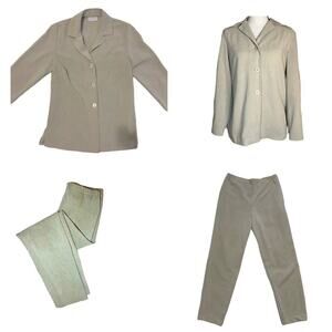 2 in 1 Vintage Cream Tan Jaclyn Smith Blazer and Pant Suit Outfit Size Medium